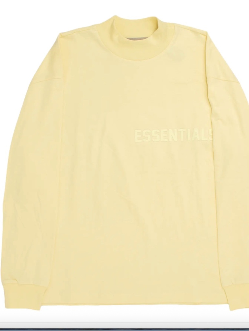 NWT Fear of God Essentials Long Sleeve L/S Canary Yellow Mock Neck Tee Small